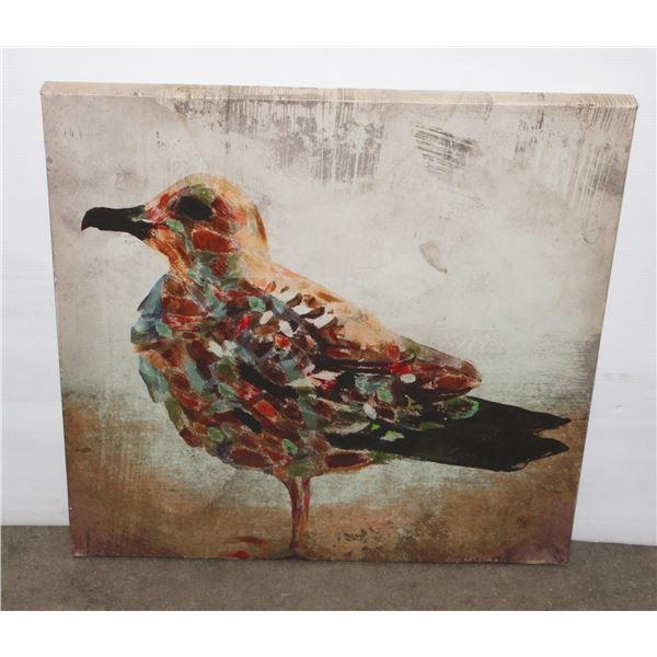 ABSTRACT CANVAS PAINTING OF BIRD.