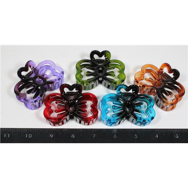 NEW 5PC JEWEL TONE KITTEN BOW CLAW CLIPS