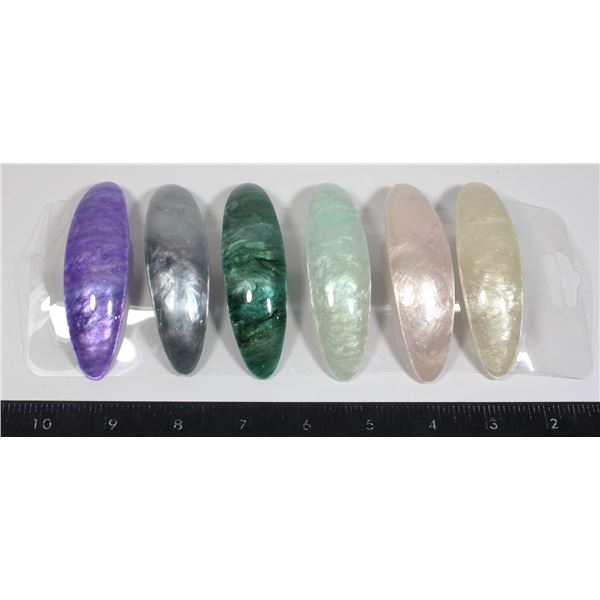 NEW 6 PCE OVAL ACRYLIC FRENCH CLIP HAIR ACCESSORY