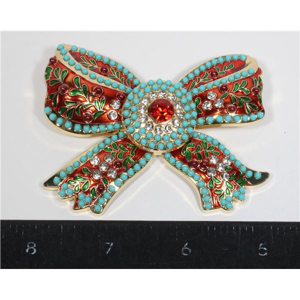 NEW LARGE RHINESTONE BOW BROOCH