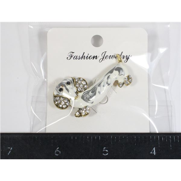 NEW RHINESTONE ACCENT DACHSHUND BROOCH