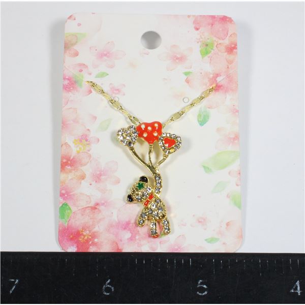 NEW TEDDY BEAR GOLD TONE TEDDY BEAR PENDANT