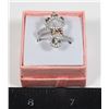 Image 1 : NEW SIZE 7 SILVER TONE KITTEN WITH BOWS RHINESTONE