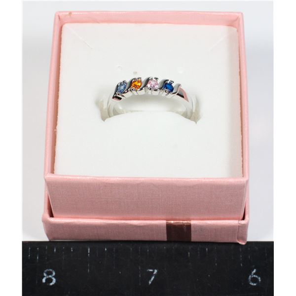 NEW SIZE 7 SILVER TONE ZIRCONIA RING