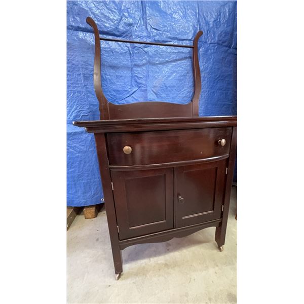Wooden Washstand with Drawer and Cabinet, 44" High