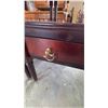 Image 10 : Mahogany Two-Tier Side Tables with Drawers and Brass Casters