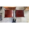 Image 16 : Mahogany Two-Tier Side Tables with Drawers and Brass Casters