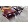 Image 17 : Mahogany Two-Tier Side Tables with Drawers and Brass Casters