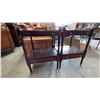 Image 1 : Mahogany Two-Tier Side Tables with Drawers and Brass Casters