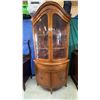 Image 1 : Curved Glass Wooden Corner Display Cabinet, 76"H x 38"W
