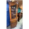 Image 2 : Curved Glass Wooden Corner Display Cabinet, 76"H x 38"W