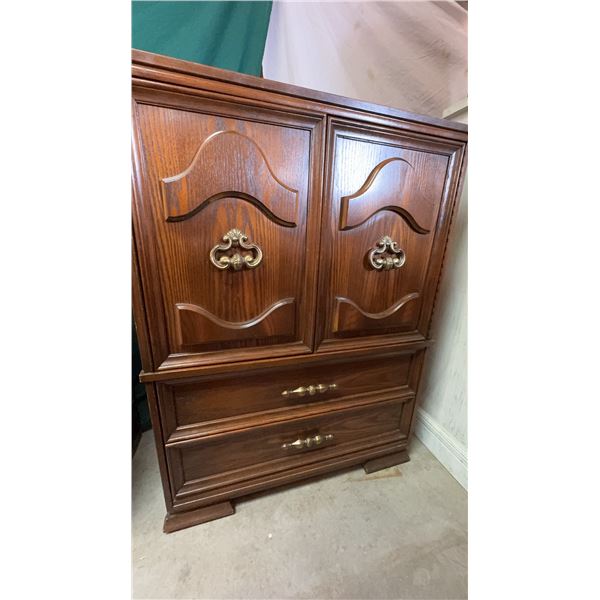 Wooden Cabinet With Brass Hardware, 49"H x 36"W x 21"D