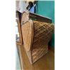 Image 2 : Woven Wood and Brass Decorative Lidded Basket Chest 22" x 19"