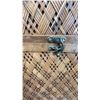 Image 8 : Woven Wood and Brass Decorative Lidded Basket Chest 22" x 19"