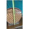 Image 9 : Woven Wood and Brass Decorative Lidded Basket Chest 22" x 19"
