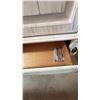Image 11 : White Distressed Wood Armoire with Brass Hardware, 38"W x 18"D x 49"H