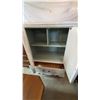 Image 12 : White Distressed Wood Armoire with Brass Hardware, 38"W x 18"D x 49"H