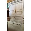 Image 4 : White Distressed Wood Armoire with Brass Hardware, 38"W x 18"D x 49"H