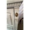 Image 5 : White Distressed Wood Armoire with Brass Hardware, 38"W x 18"D x 49"H