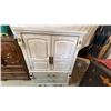 Image 7 : White Distressed Wood Armoire with Brass Hardware, 38"W x 18"D x 49"H