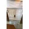 Image 8 : White Distressed Wood Armoire with Brass Hardware, 38"W x 18"D x 49"H