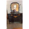Image 2 : Wooden Dresser With Mirror and Brass Hardware, 43"W x 71"H x 21"D