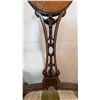 Image 2 : 1800s vintage Wood side chair with floral and musical motif inlaid crest. Features decorative carved