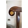 Image 4 : 1800s vintage Wood side chair with floral and musical motif inlaid crest. Features decorative carved