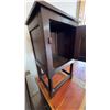 Image 7 : Dark-Stained Wood Cabinet with Carved Door, 15" x 15" x 29.5"
