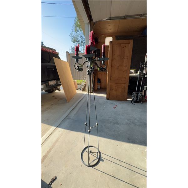 Tall Black Metal 5-Arm Standing Candelabra 42"