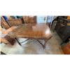Image 1 : Wood Dining Table with Two Leaves and Casters