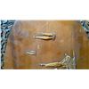Image 5 : Chinese Rectangular hand-carved wooden chest featuring detailed floral carvings across the exterior 