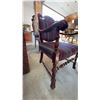 Image 3 : Upholstered Carved Wood Armchair with Striped Fabric