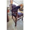 Image 4 : Upholstered Carved Wood Armchair with Striped Fabric