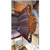 Image 5 : Upholstered Carved Wood Armchair with Striped Fabric