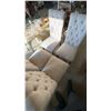 Image 2 : 2 Tufted Upholstered High-Back Dining Chairs with 2 Ottomans