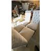 Image 3 : 2 Tufted Upholstered High-Back Dining Chairs with 2 Ottomans