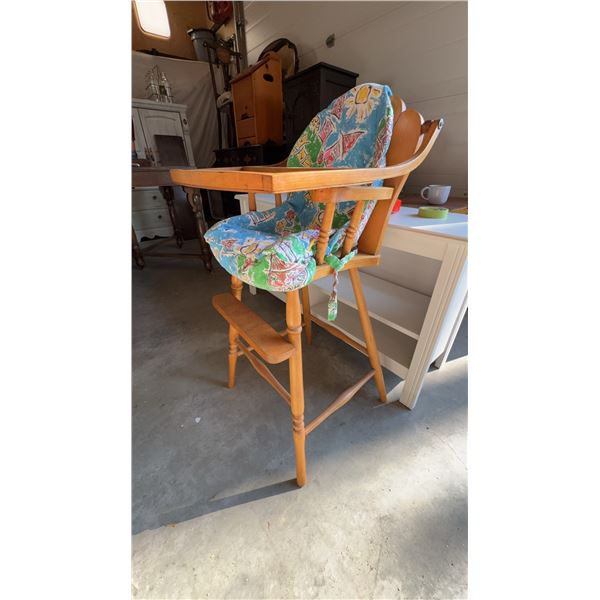 Wooden High Chair with Decorative Cushion