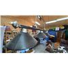 Image 1 : Four-Light Black Faux Leather Billiard Pool Table Hanging Pendant Lamp