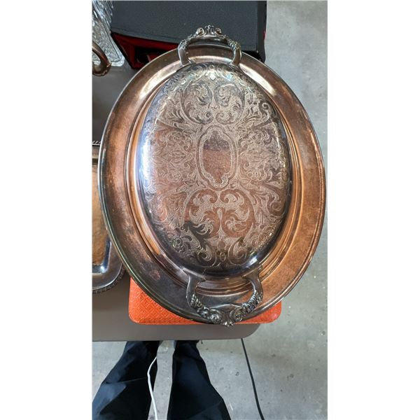 Sheffield Silver Co. Silver-Plated Covered Serving Platter 19"