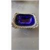 Image 1 : English Silver-Mounted Cobalt Glass Salt Cellar