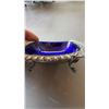 Image 2 : English Silver-Mounted Cobalt Glass Salt Cellar