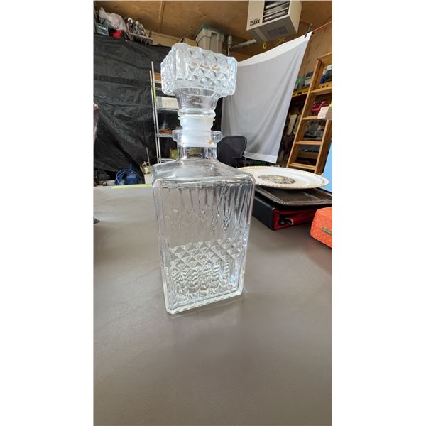 Square Patterned Glass Decanter with Stopper