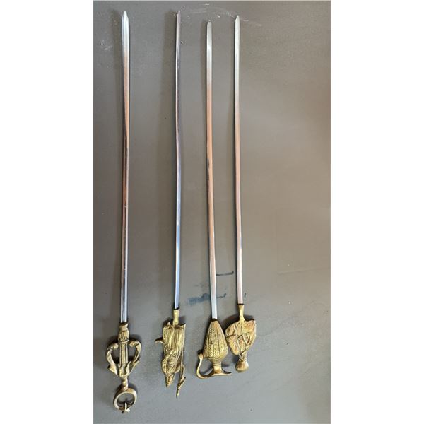 Four Brass Handle Stainless Steel Skewers Italy