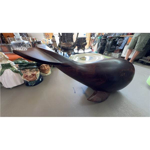 Solid Myrtle Wood Hand Carved Whale Sculpture
