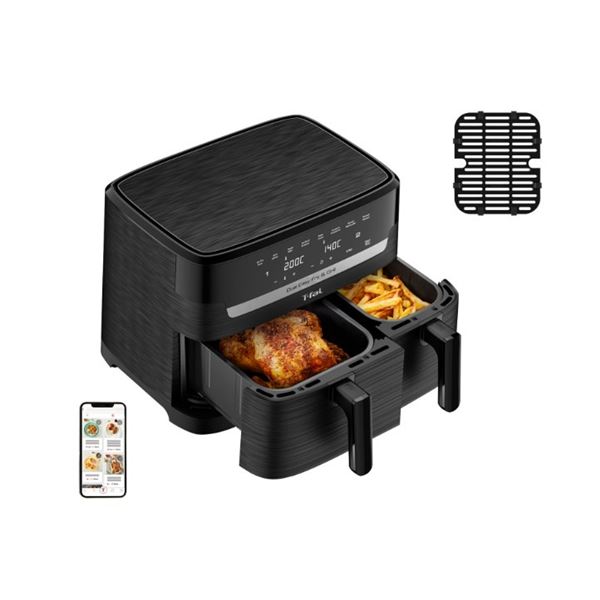 T-FAL DUAL 8.7QT EASY FRY & GRILL AIR FRYER - TESTED WORKING, RETAIL $299