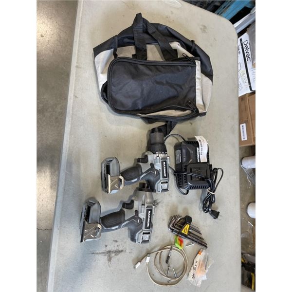 MASTERCRAFT MAXIMUM DRILL AND IMPACT WITH CHARGER AND CARRY BAG, NO BATTERIES