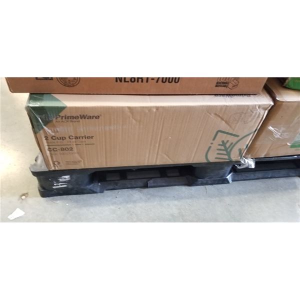 CASE OF PLASTIC SNAP ON LIDS AND CASE OF 8OZ 2-CUP CARRIERS