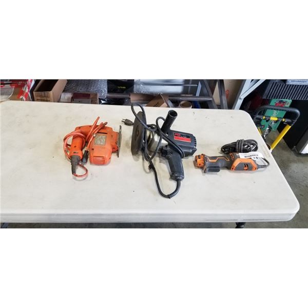 RIDGID JOBMAX MULTITOOL MODEL R2851, AND SKIL 7" POLISHER, AND BLACK & DECKER TWO SPEED JIG SAW