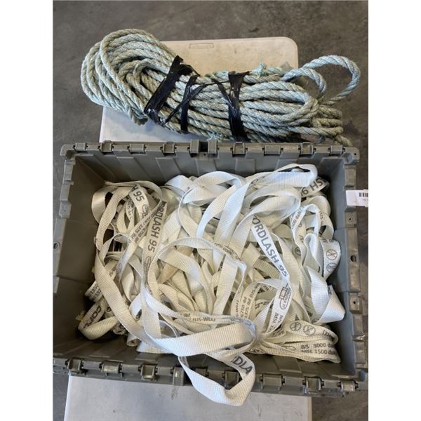 TOTE OF HEAVY DUTY SLING, AND ROOFERS SAFETY ROPE